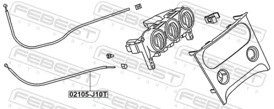Heizklappenzug FEBEST 02105-J10T Bild Heizklappenzug FEBEST 02105-J10T