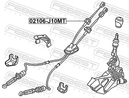 Seilzug, Schaltgetriebe FEBEST 02106-J10MT Bild Seilzug, Schaltgetriebe FEBEST 02106-J10MT
