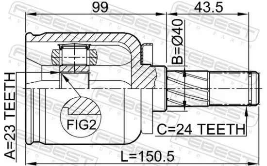 Gelenksatz, Antriebswelle getriebeseitig Vorderachse FEBEST 0211-P12QG16 Bild Gelenksatz, Antriebswelle getriebeseitig Vorderachse FEBEST 0211-P12QG16