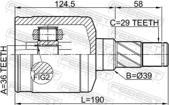 Gelenksatz, Antriebswelle Vorderachse links getriebeseitig FEBEST 0211-Z50LH Bild Gelenksatz, Antriebswelle Vorderachse links getriebeseitig FEBEST 0211-Z50LH