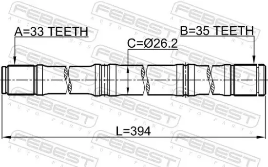 Antriebswelle Vorderachse links FEBEST 0212-MR20MT4WDLH Bild Antriebswelle Vorderachse links FEBEST 0212-MR20MT4WDLH