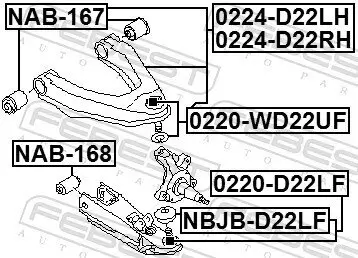 Trag-/Führungsgelenk Vorderachse unten FEBEST 0220-D22LF Bild Trag-/Führungsgelenk Vorderachse unten FEBEST 0220-D22LF