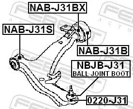 Trag-/Führungsgelenk FEBEST 0220-J31 Bild Trag-/Führungsgelenk FEBEST 0220-J31