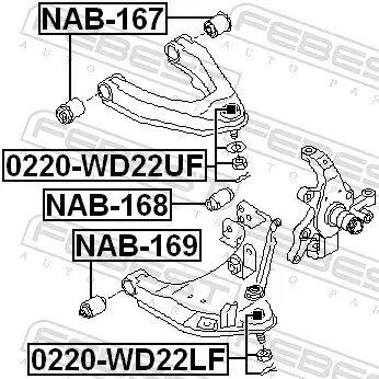 Trag-/Führungsgelenk Vorderachse unten FEBEST 0220-WD22LF Bild Trag-/Führungsgelenk Vorderachse unten FEBEST 0220-WD22LF