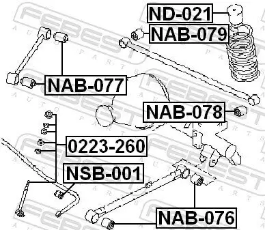 Stange/Strebe, Stabilisator Hinterachse FEBEST 0223-260 Bild Stange/Strebe, Stabilisator Hinterachse FEBEST 0223-260