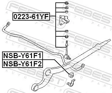 Stange/Strebe, Stabilisator Vorderachse FEBEST 0223-61YF Bild Stange/Strebe, Stabilisator Vorderachse FEBEST 0223-61YF