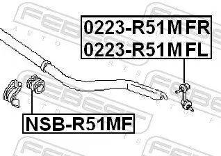 Stange/Strebe, Stabilisator Vorderachse links FEBEST 0223-R51MFL Bild Stange/Strebe, Stabilisator Vorderachse links FEBEST 0223-R51MFL
