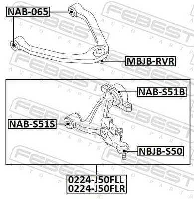 Lenker, Radaufhängung Vorderachse unten links FEBEST 0224-J50FLL Bild Lenker, Radaufhängung Vorderachse unten links FEBEST 0224-J50FLL