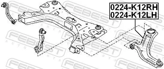 Lenker, Radaufhängung vorne links FEBEST 0224-K12LH Bild Lenker, Radaufhängung vorne links FEBEST 0224-K12LH