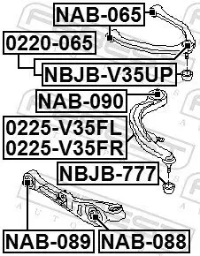 Lenker, Radaufhängung Vorderachse unten links FEBEST 0225-V35FL Bild Lenker, Radaufhängung Vorderachse unten links FEBEST 0225-V35FL