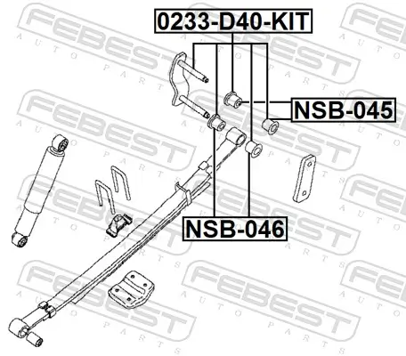 Befestigungssatz, Blattfeder FEBEST 0233-D40-KIT Bild Befestigungssatz, Blattfeder FEBEST 0233-D40-KIT