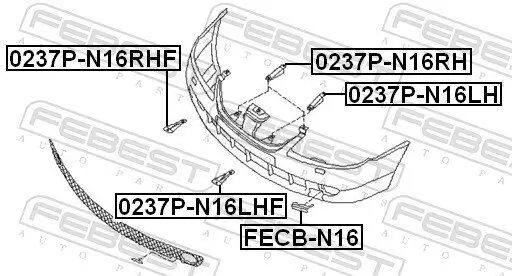 Halter, Stoßfänger FEBEST 0237P-N16LHF Bild Halter, Stoßfänger FEBEST 0237P-N16LHF