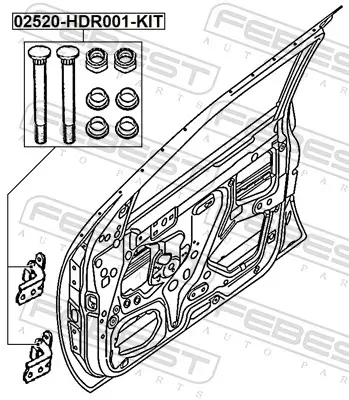 Montagesatz, Tür vorne FEBEST 02520-HDR001-KIT Bild Montagesatz, Tür vorne FEBEST 02520-HDR001-KIT