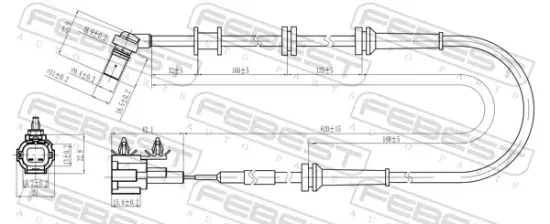 Sensor, Raddrehzahl Vorderachse FEBEST 02606-009 Bild Sensor, Raddrehzahl Vorderachse FEBEST 02606-009
