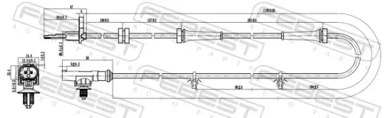 Sensor, Raddrehzahl Vorderachse FEBEST 02606-015 Bild Sensor, Raddrehzahl Vorderachse FEBEST 02606-015