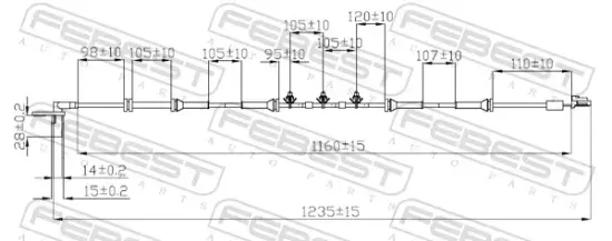 Sensor, Raddrehzahl Vorderachse rechts FEBEST 02606-017 Bild Sensor, Raddrehzahl Vorderachse rechts FEBEST 02606-017