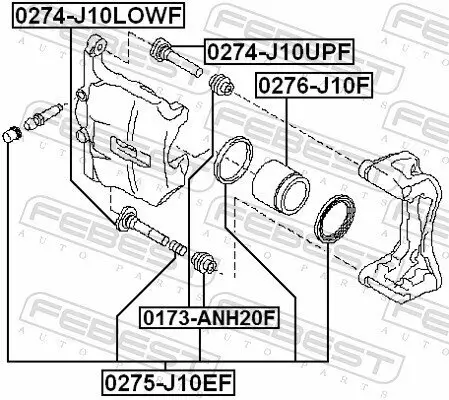 Führungsbolzen, Bremssattel Vorderachse unten FEBEST 0274-J10LOWF Bild Führungsbolzen, Bremssattel Vorderachse unten FEBEST 0274-J10LOWF