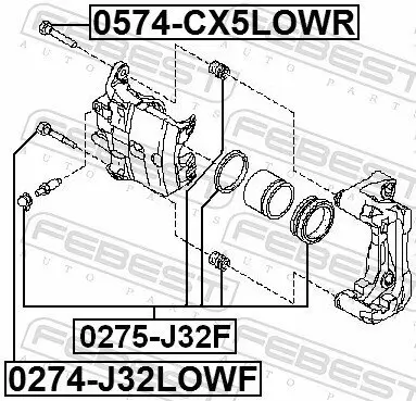 Führungsbolzen, Bremssattel Vorderachse unten FEBEST 0274-J32LOWF Bild Führungsbolzen, Bremssattel Vorderachse unten FEBEST 0274-J32LOWF