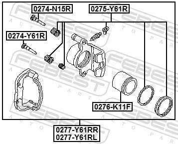 Reparatursatz, Bremssattel FEBEST 0275-Y61R Bild Reparatursatz, Bremssattel FEBEST 0275-Y61R