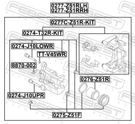 Bremssattel Hinterachse links FEBEST 0277-Z51RLH Bild Bremssattel Hinterachse links FEBEST 0277-Z51RLH