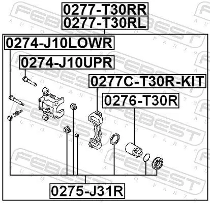 Bremssattelhaltersatz Hinterachse FEBEST 0277C-T30R-KIT Bild Bremssattelhaltersatz Hinterachse FEBEST 0277C-T30R-KIT