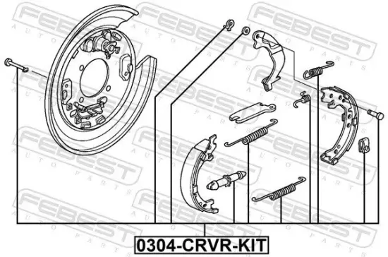 Zubehörsatz, Feststellbremsbacken FEBEST 0304-CRVR-KIT Bild Zubehörsatz, Feststellbremsbacken FEBEST 0304-CRVR-KIT