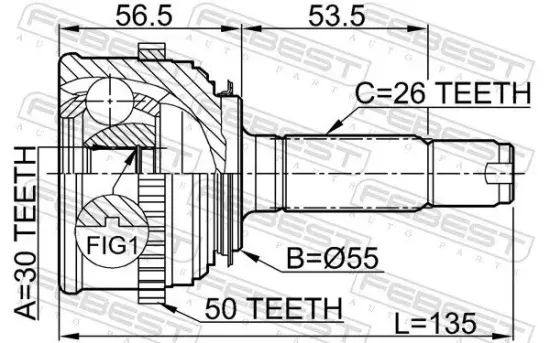 Gelenksatz, Antriebswelle radseitig Vorderachse FEBEST 0310-024A50 Bild Gelenksatz, Antriebswelle radseitig Vorderachse FEBEST 0310-024A50