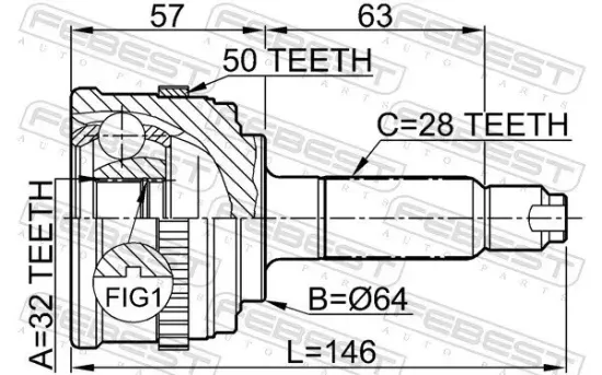 Gelenksatz, Antriebswelle FEBEST 0310-033A50 Bild Gelenksatz, Antriebswelle FEBEST 0310-033A50