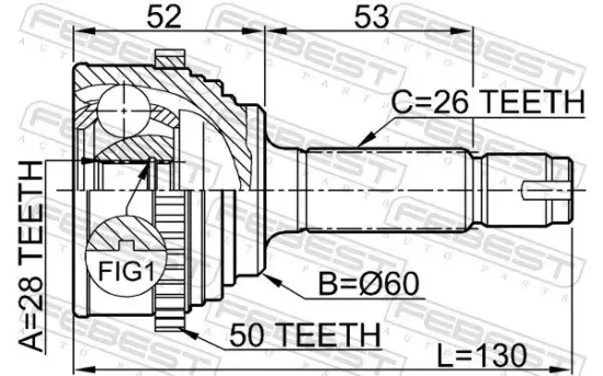 Gelenksatz, Antriebswelle radseitig Vorderachse FEBEST 0310-054A50 Bild Gelenksatz, Antriebswelle radseitig Vorderachse FEBEST 0310-054A50