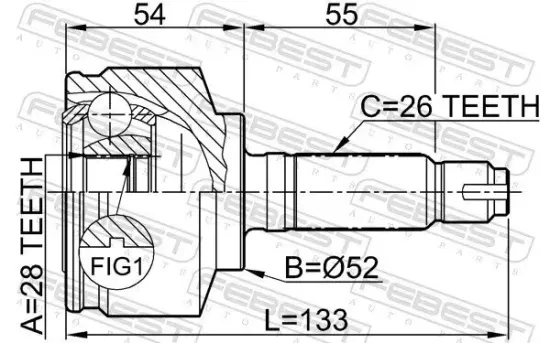 Gelenksatz, Antriebswelle Vorderachse radseitig FEBEST 0310-059 Bild Gelenksatz, Antriebswelle Vorderachse radseitig FEBEST 0310-059