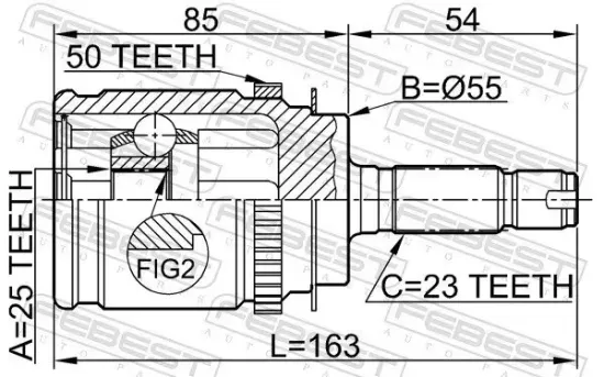 Gelenksatz, Antriebswelle radseitig Hinterachse FEBEST 0310-RD1RA50 Bild Gelenksatz, Antriebswelle radseitig Hinterachse FEBEST 0310-RD1RA50