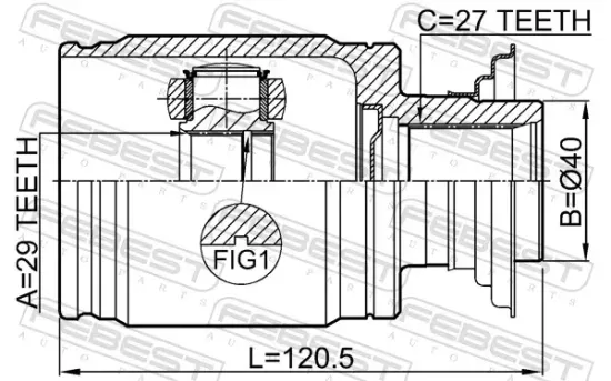 Gelenksatz, Antriebswelle getriebeseitig Vorderachse rechts FEBEST 0311-CIV5DRH Bild Gelenksatz, Antriebswelle getriebeseitig Vorderachse rechts FEBEST 0311-CIV5DRH
