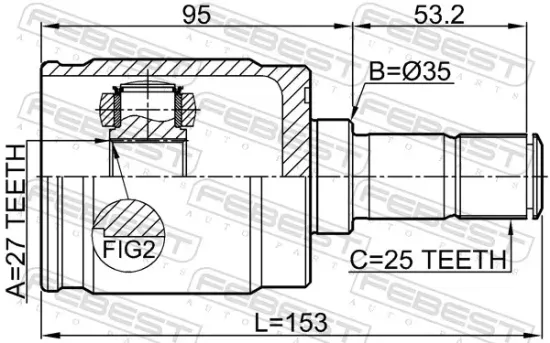 Gelenksatz, Antriebswelle getriebeseitig Vorderachse FEBEST 0311-GP1 Bild Gelenksatz, Antriebswelle getriebeseitig Vorderachse FEBEST 0311-GP1