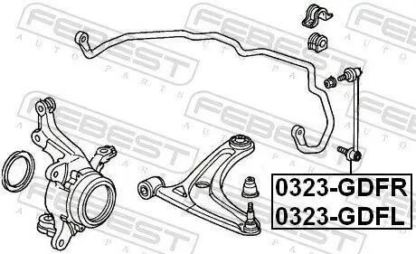 Stange/Strebe, Stabilisator Vorderachse links FEBEST 0323-GDFL Bild Stange/Strebe, Stabilisator Vorderachse links FEBEST 0323-GDFL