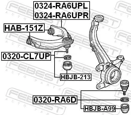 Lenker, Radaufhängung vorne links FEBEST 0324-RA6UPL Bild Lenker, Radaufhängung vorne links FEBEST 0324-RA6UPL