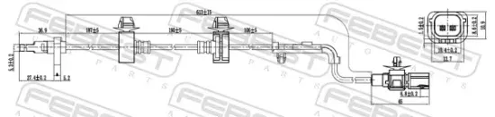 Sensor, Raddrehzahl Vorderachse links FEBEST 03606-007 Bild Sensor, Raddrehzahl Vorderachse links FEBEST 03606-007