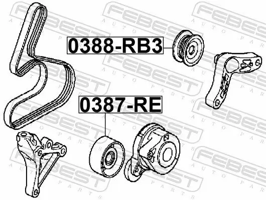 Umlenk-/Führungsrolle, Keilrippenriemen FEBEST 0388-RB3 Bild Umlenk-/Führungsrolle, Keilrippenriemen FEBEST 0388-RB3