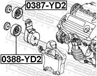 Umlenk-/Führungsrolle, Keilrippenriemen FEBEST 0388-YD2 Bild Umlenk-/Führungsrolle, Keilrippenriemen FEBEST 0388-YD2
