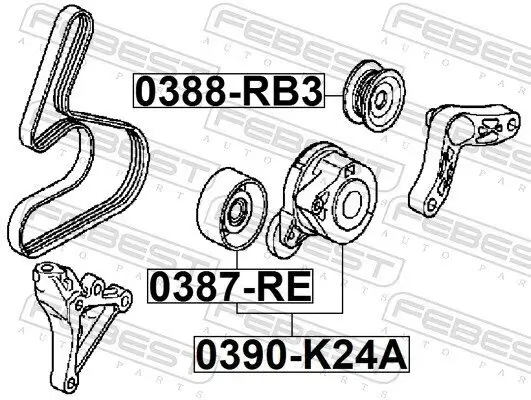 Riemenspanner, Keilrippenriemen FEBEST 0390-K24A Bild Riemenspanner, Keilrippenriemen FEBEST 0390-K24A