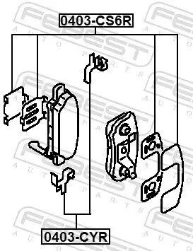 Zubehörsatz, Scheibenbremsbelag FEBEST 0403-CYR Bild Zubehörsatz, Scheibenbremsbelag FEBEST 0403-CYR