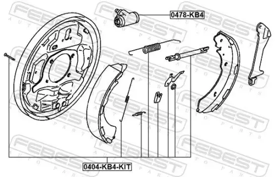Zubehörsatz, Feststellbremsbacken FEBEST 0404-KB4-KIT Bild Zubehörsatz, Feststellbremsbacken FEBEST 0404-KB4-KIT