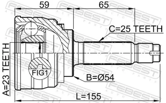 Gelenksatz, Antriebswelle Vorderachse radseitig FEBEST 0410-003 Bild Gelenksatz, Antriebswelle Vorderachse radseitig FEBEST 0410-003