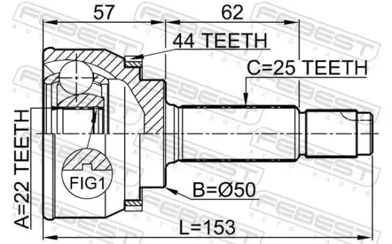Gelenksatz, Antriebswelle Vorderachse radseitig FEBEST 0410-004A44 Bild Gelenksatz, Antriebswelle Vorderachse radseitig FEBEST 0410-004A44