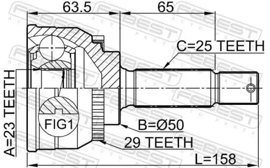 Gelenksatz, Antriebswelle Vorderachse radseitig FEBEST 0410-005A29 Bild Gelenksatz, Antriebswelle Vorderachse radseitig FEBEST 0410-005A29