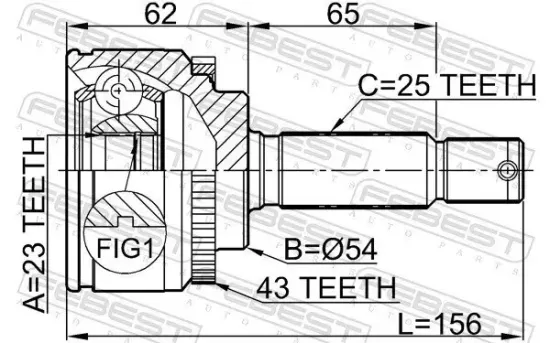 Gelenksatz, Antriebswelle radseitig Vorderachse FEBEST 0410-010A43 Bild Gelenksatz, Antriebswelle radseitig Vorderachse FEBEST 0410-010A43