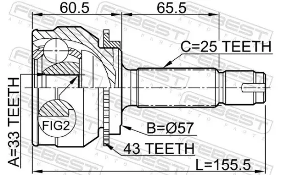 Gelenksatz, Antriebswelle Vorderachse radseitig FEBEST 0410-044A43 Bild Gelenksatz, Antriebswelle Vorderachse radseitig FEBEST 0410-044A43