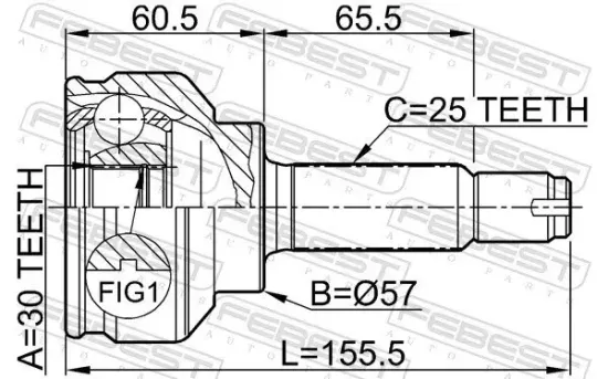 Gelenksatz, Antriebswelle Vorderachse radseitig FEBEST 0410-CS3A Bild Gelenksatz, Antriebswelle Vorderachse radseitig FEBEST 0410-CS3A