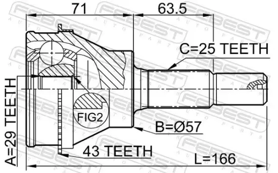 Gelenksatz, Antriebswelle Hinterachse radseitig FEBEST 0410-CU20RA43 Bild Gelenksatz, Antriebswelle Hinterachse radseitig FEBEST 0410-CU20RA43