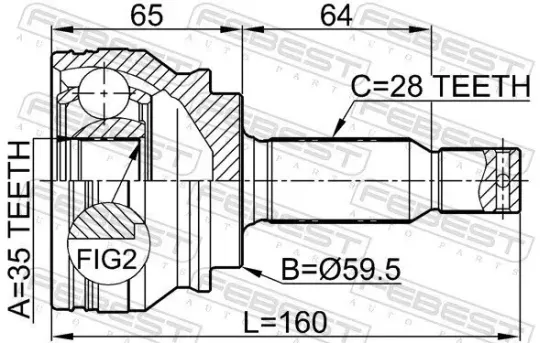 Gelenksatz, Antriebswelle FEBEST 0410-CW5 Bild Gelenksatz, Antriebswelle FEBEST 0410-CW5