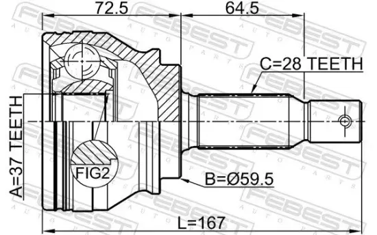 Gelenksatz, Antriebswelle radseitig Vorderachse FEBEST 0410-CW6 Bild Gelenksatz, Antriebswelle radseitig Vorderachse FEBEST 0410-CW6